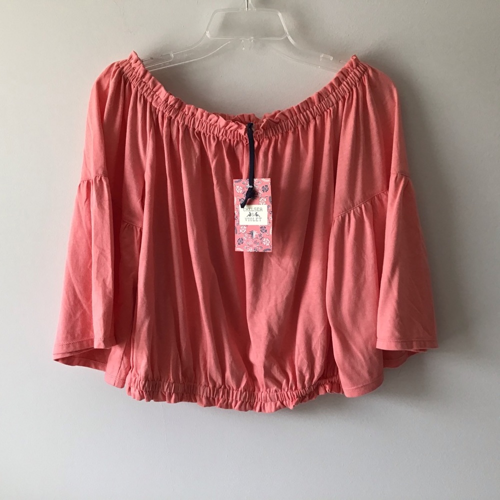 Top Junior’s Medium Coral Peasant BoHo NWT